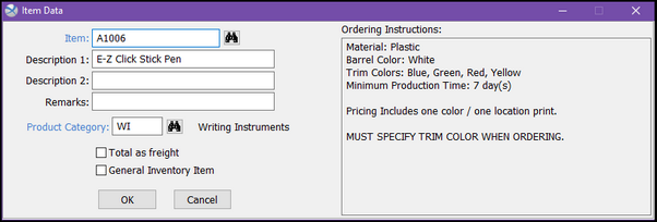 Adding a Line Item